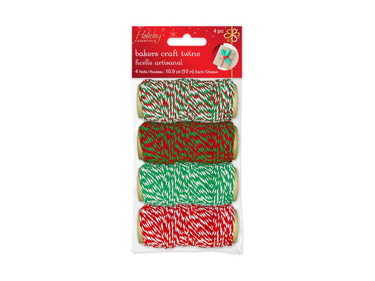 Holiday Essentials: 30m Bakers Twine 4 Spools Asst (4x10m) A) Festive