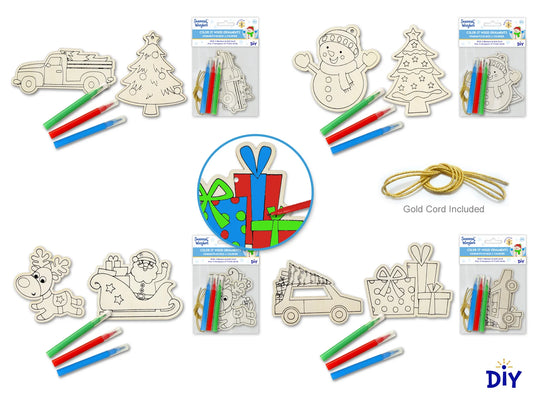 Seasonal Wonders: DIY Color-It Wood Ornaments B) Holiday Icons