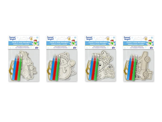 Seasonal Wonders: DIY Color-It Wood Ornaments B) Holiday Icons