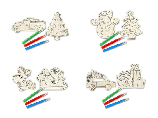 Seasonal Wonders: DIY Color-It Wood Ornaments B) Holiday Icons