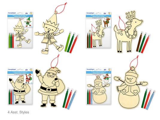 Seasonal Wonders: DIY Color-It Wood Ornaments w/3Mrkrs A) Holiday Icons