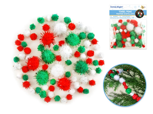 Seasonal Wonders: Tinsel-Poms 75ct Traditional Holiday