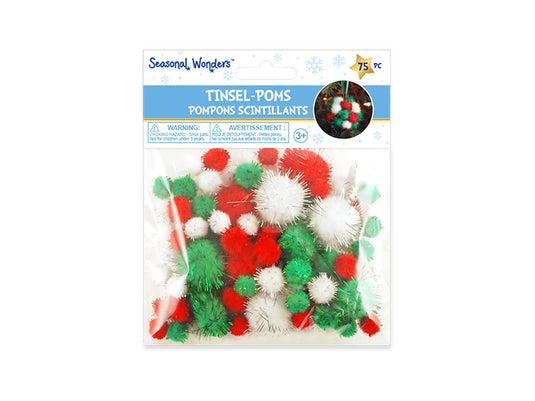 Seasonal Wonders: Tinsel-Poms 75ct Traditional Holiday