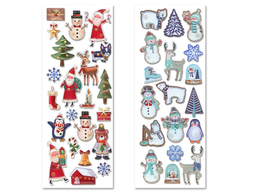 Holiday Stickers: 4.9"x10" 3D Pop-Up Foil Asst 18eax2styles A) Holiday Icons