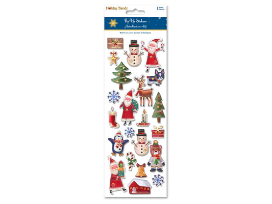 Holiday Stickers: 4.9"x10" 3D Pop-Up Foil Asst 18eax2styles A) Holiday Icons