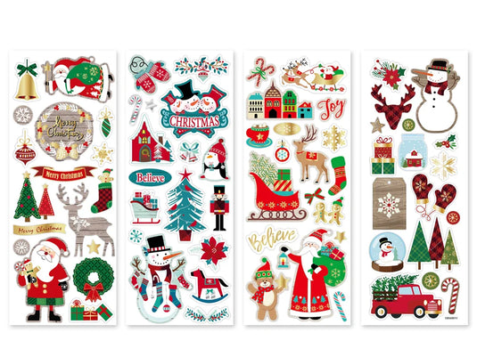 Holiday Stickers: 4"x10" Foil Chipboard Asst 12eax4styles A) Seasonal Splendor