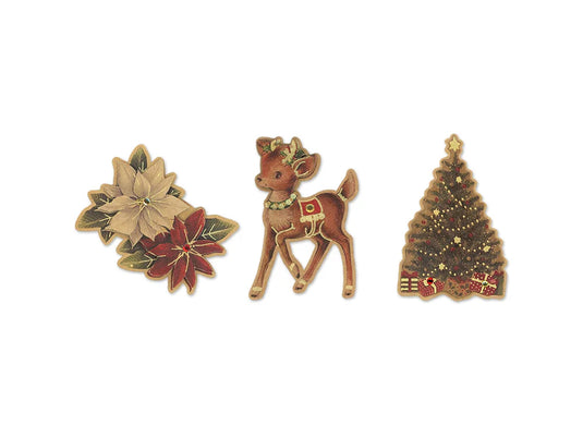 Holiday Emb: 3D Die Cuts 6pc w/Foil&Gem Accents Asst 12eax3styles A) Seasonal Icons