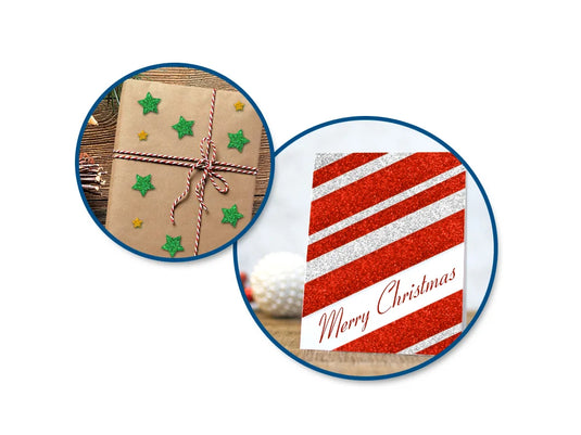 Holiday Craft Tape: 2.2cmx2m Glitter Ribbon Tape 36/PDQ 6styles