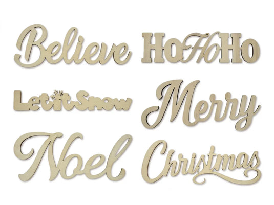 Holiday Wood: 17x8cm DIY Laser-Cut Words