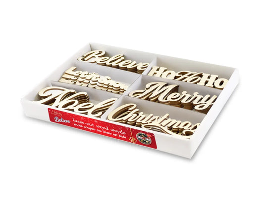 Holiday Wood: 17x8cm DIY Laser-Cut Words