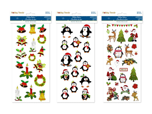 Holiday Stickers: 5"x12" Asst 12eax3styles A) Festive Frolic