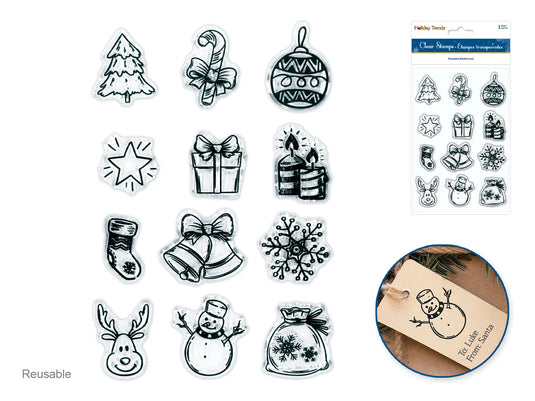 Holiday Trendz: 4.3"x6.3" Clear Stamps Reusable A) Seasonal Icons