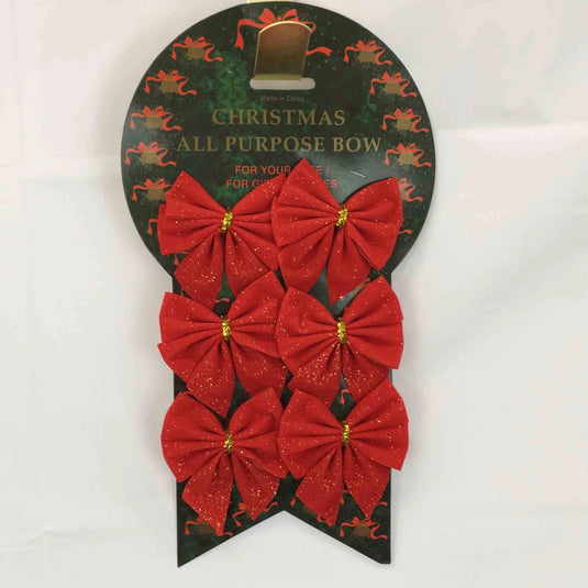 CMAS DECOR BOW Velvet Red Glitter Butterfly 6pcs