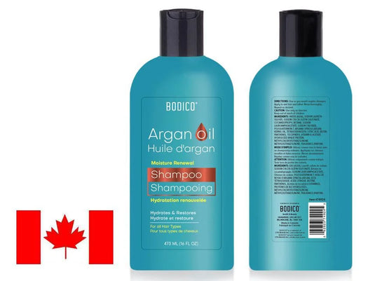Bodico, 473ml Argan Shampoo, label, made in Canada
