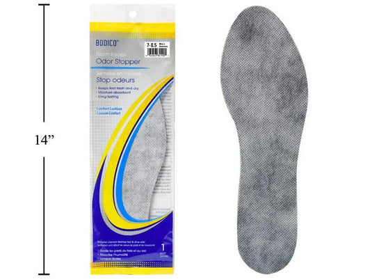 Bodico, Men's Odour Insoles, S:7-8.5, black, printed bag