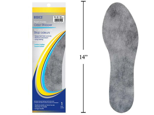 Bodico, Men's Odour Insoles, S:9-10.5, black, printed bag