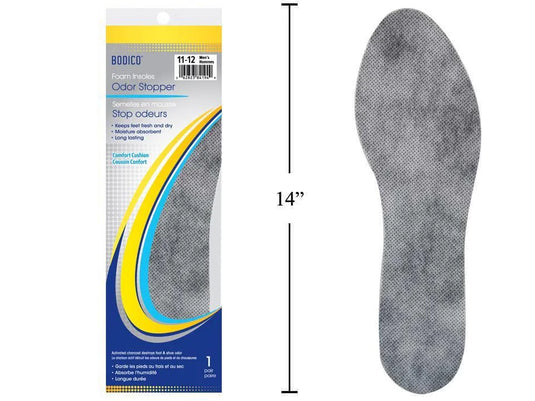 Bodico, Men's Odour Insoles, S:11-12, black, printed bag