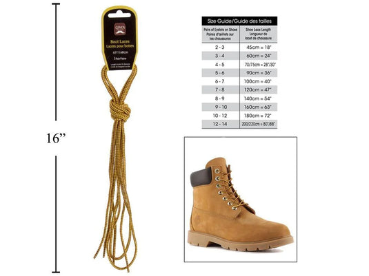 Gino's 63" Boot Laces, Yellow Brown H/C(HZ)