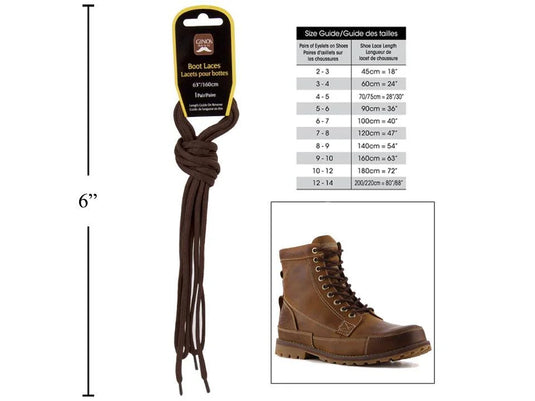 Gino's 63" Boot Laces, Brown, H/C (HZ)
