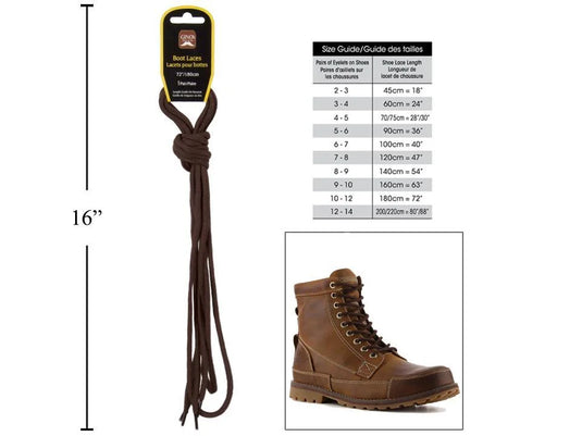 Gino's 72" Boot Laces, Brown, H/C (HZ)