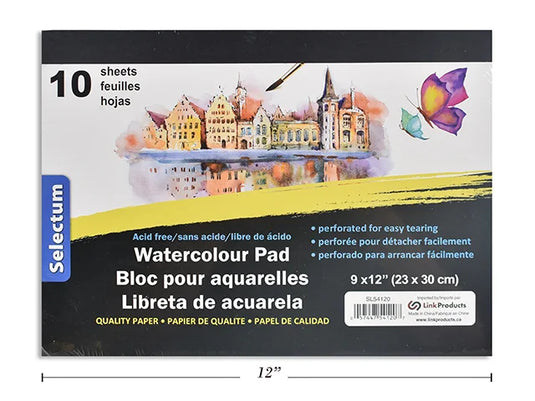 WATERCOLR PAD 9X12" ACID FREE PAPER-10 SHEETS 300 GSM PAPER