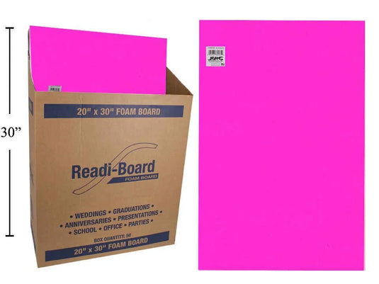 20"x30" Foam Board, Neon Pink/White
