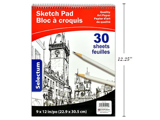 SKETCH PAD 9X12" 30 SHEETS,110 GM (PREMIUM QUALITY (30.5 x 22.9 CM) TOP COIL OPEN