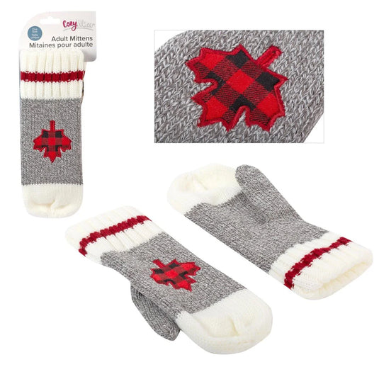 Nordic T. Canada Adult Mittens with Embroidered Maple Leaf