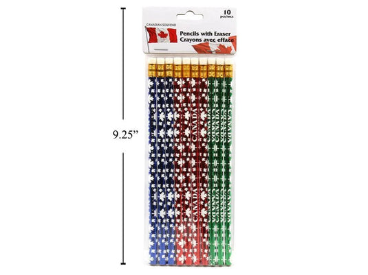 Canada 10pk Pencils w/Erasers, 7-3/8" (l), pbh