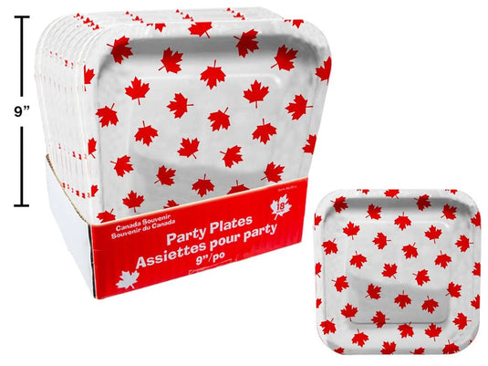 Canada 8pk 9" Square Paper Plates, shrink wrapped w/label