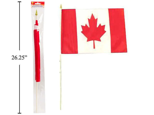 Canada Flag w/Stick 18"x9", Nylon, pbh