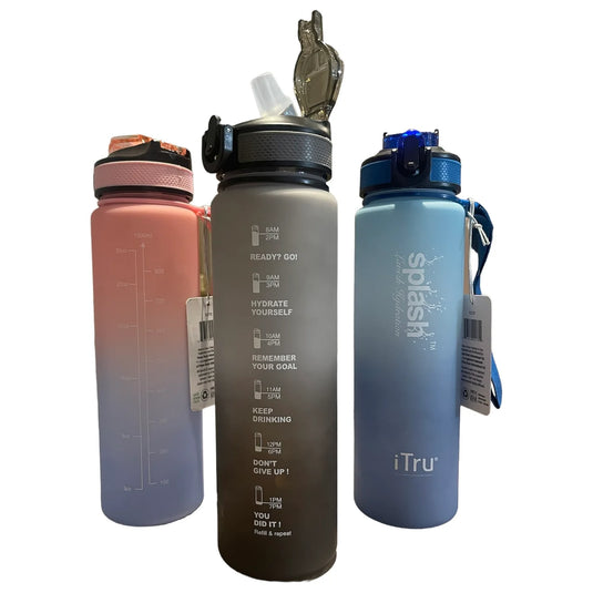 1000 ml Motivational Sports water bottle with carry strap