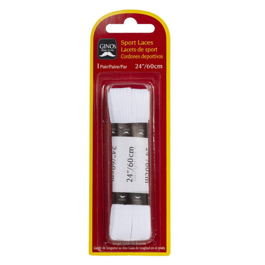 Gino's 24" Sport Laces, White, B/C (HZ)