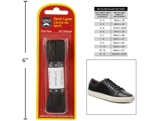 Gino's 24" Sport Laces, Black, B/C (HZ)