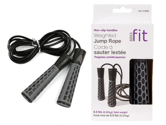 Bodico Fit, 0.5lb Weighted Jump Rope, 9ft, foam handles, window box