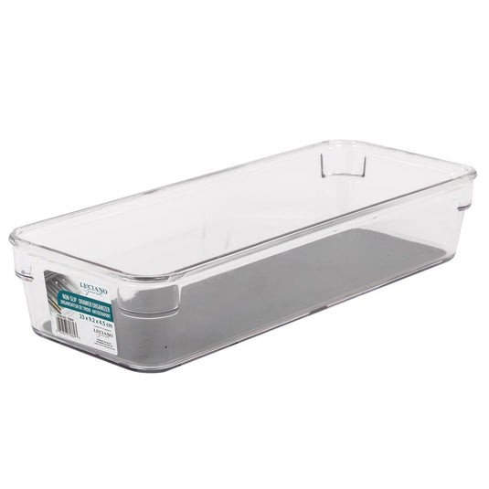 L.Gourmet Non-Slip Clear Drawer Organizer, 23x9.2x4.5cm,col.label