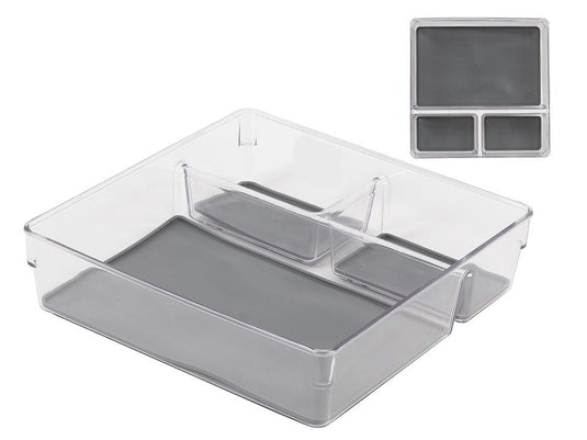 L.Gourmet Non-Slip Clear Drawer Organizer, 22.8x22.8x6cm, col.label