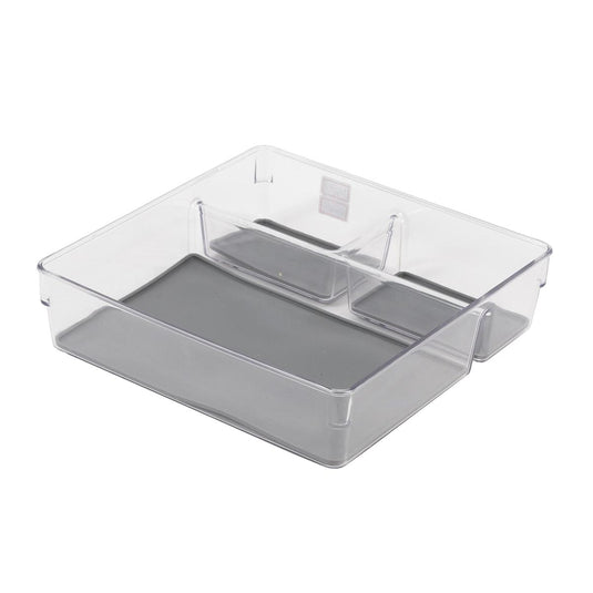 L.Gourmet Non-Slip Clear Drawer Organizer, 22.8x22.8x6cm, col.label