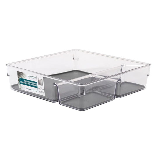 L.Gourmet Non-Slip Clear Drawer Organizer, 22.8x22.8x6cm, col.label