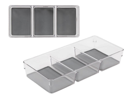 L.Gourmet Non-Slip Clear Drawer Organizer, 33x15x5.5cm, col. label
