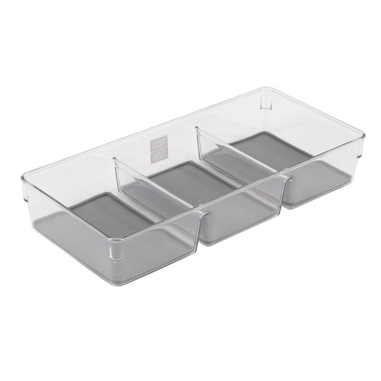 L.Gourmet Non-Slip Clear Drawer Organizer, 33x15x5.5cm, col. label