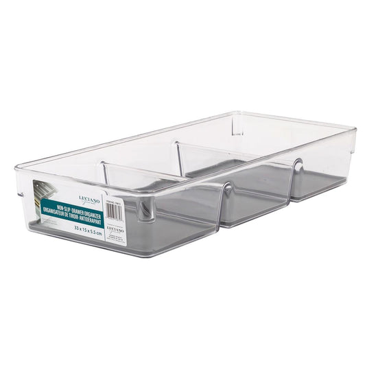 L.Gourmet Non-Slip Clear Drawer Organizer, 33x15x5.5cm, col. label