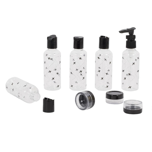 Global, 9pc Travel Bottle Set, ht, 5bottes/3container/1 pouch