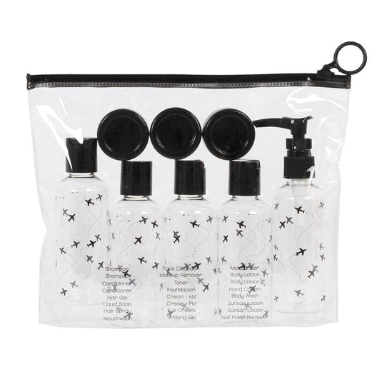 Global, 9pc Travel Bottle Set, ht, 5bottes/3container/1 pouch