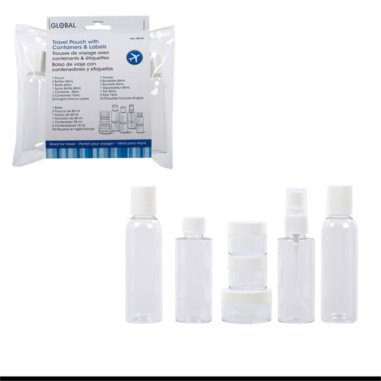 Global 8-pc Carry-on Travel Pouch w/Containers & Labels