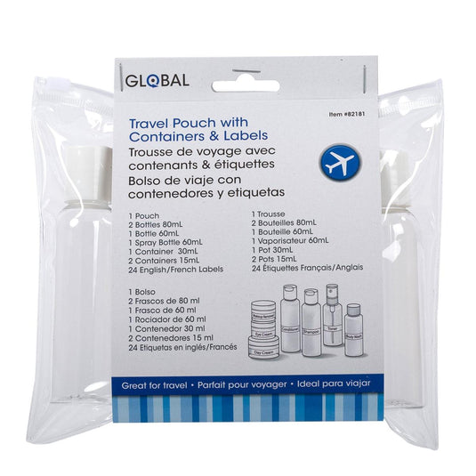 Global 8-pc Carry-on Travel Pouch w/Containers & Labels