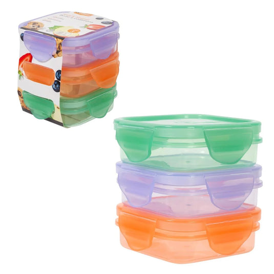 Luciano 3-pc Snack Container, 4x4x1.3", color sleeve card