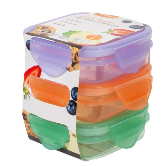 Luciano 3-pc Snack Container, 4x4x1.3", color sleeve card
