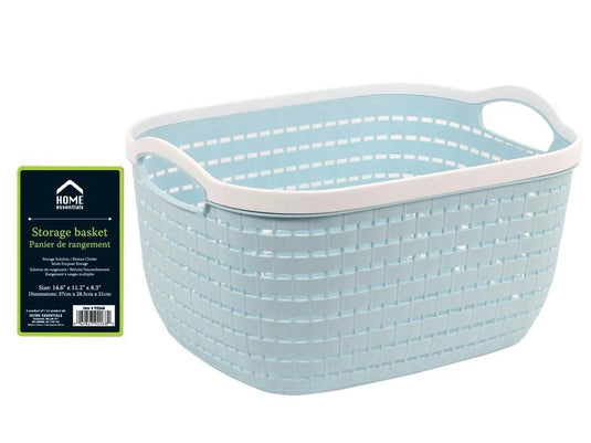 H.E. Storage Basket, Large Blue, 14.5x11.2x8.2", Sticker