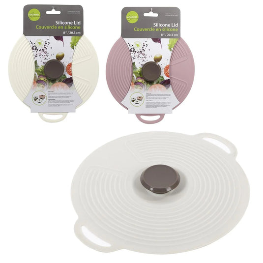 L.Gourmet Silicone Lid w/ Knob, 8" Dia., col. sleeve